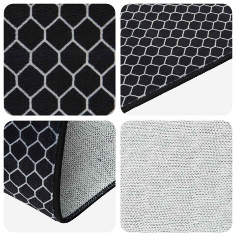 VidaXL Chodnik dywanowy ORIZ 1150 gsm Czarny wzór siatkowy
