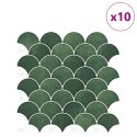 VidaXL Płytka w Kształcie Łuski Ryb 10 szt. Ciemnozielony 30 x 30 cm