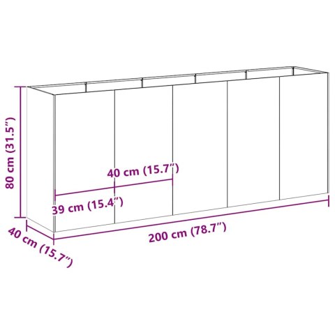 VidaXL Donica, oliwkowa, 200x40x80 cm, stal walcowana na zimno