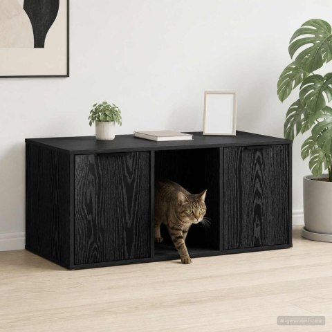 VidaXL Meble dla kota Czarny dąb 100 x 49 x 45 cm Drewno inżynieryjne
