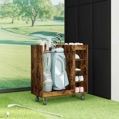 VidaXL Szafka golfowa z kołem Gładki Dąb wędzony 90 x 45 x 98 cm
