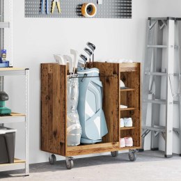 VidaXL Szafka golfowa z kołem Gładki Stare drewno 90 x 45 x 98 cm