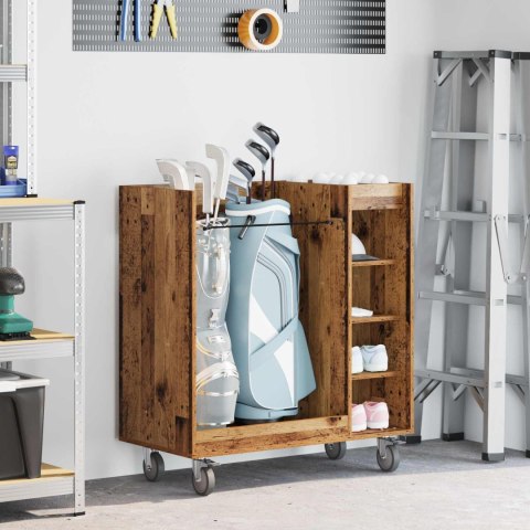 VidaXL Szafka golfowa z kołem Gładki Stare drewno 90 x 45 x 98 cm