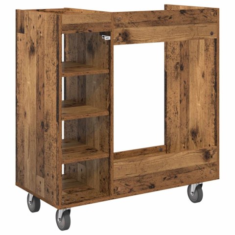 VidaXL Szafka golfowa z kołem Gładki Stare drewno 90 x 45 x 98 cm