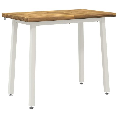 VidaXL 110 x 55 x 75 cm Lite Drewno Akacji Biały Prostokątny
