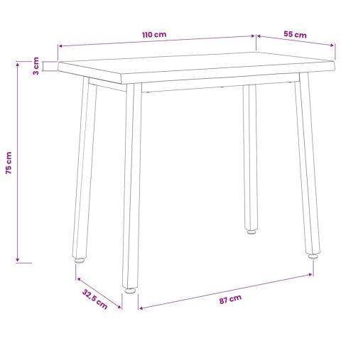 VidaXL 110 x 55 x 75 cm Lite Drewno Akacji Naturalny i kawowy