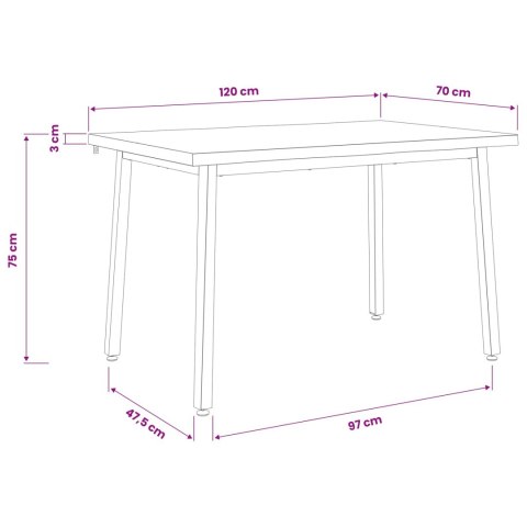 VidaXL 120 x 70 x 75 cm Lite Drewno Akacji Naturalne i białe