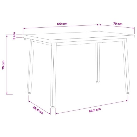 VidaXL 120 x 70 x 75 cm Lite Drewno Akacji Naturalne i białe