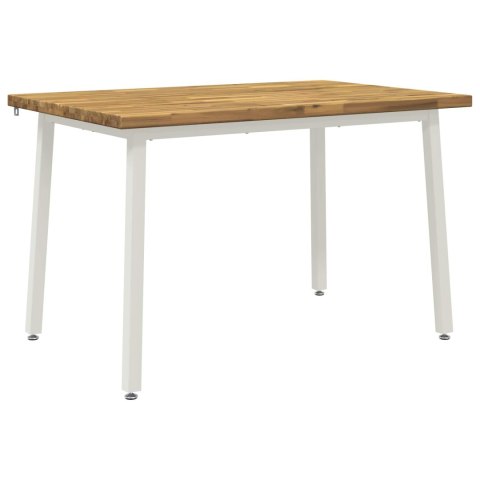 VidaXL 120 x 80 x 75 cm Lite Drewno Akacji Biały Prostokątny