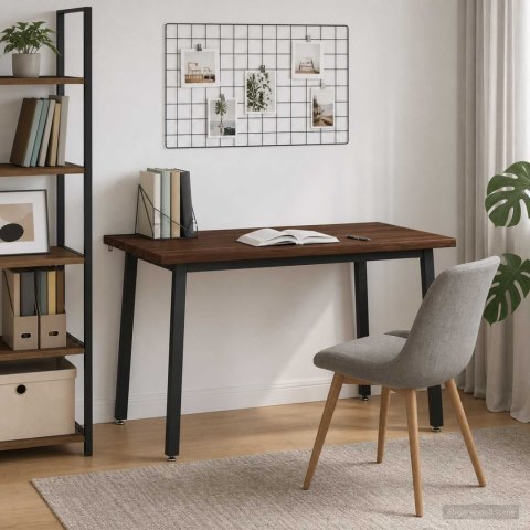 VidaXL 120 x 80 x 75 cm Lite Drewno Akacji Ciemnobrązowy i czarny