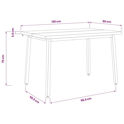 VidaXL 120 x 80 x 75 cm Lite Drewno Akacji Ciemnobrązowy i czarny