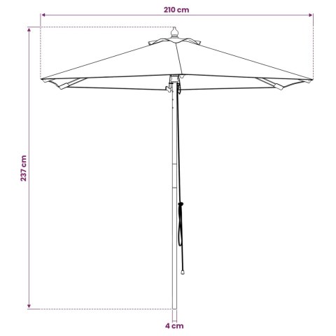 PARASOLKA OGRODOWA Ø 210 X 237 CM LITE DREWNO EUKALIPTUSOWE