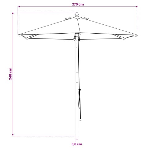VidaXL Parasolka ogrodowa Ø 270 x 248 cm Lite Drewno Eukaliptusowe
