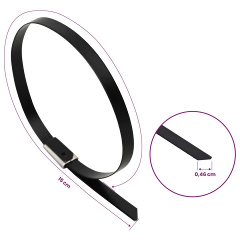 VidaXL Związywacz kablowy 50 szt. 4,6 x 150 mm Czarny
