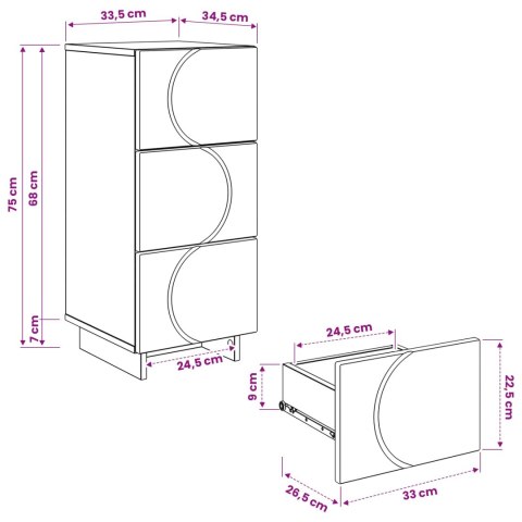 VidaXL Komoda Dąb artisan 33,5 x 34,5 x 75 cm Drewno inżynieryjne