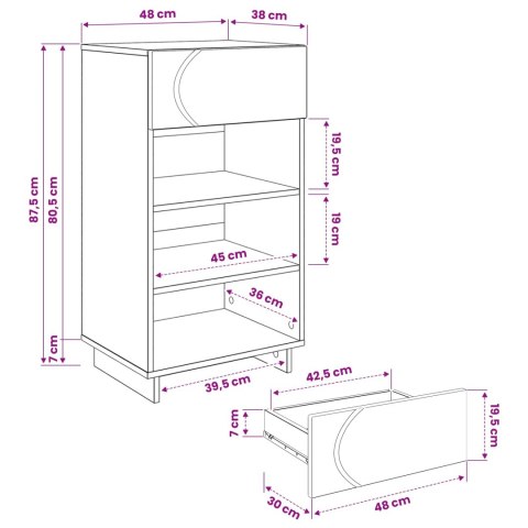 SZAFKA NA BUTY 48 X 38 X 87,5 CM MATERIAŁ DREWNOPOCHODNY