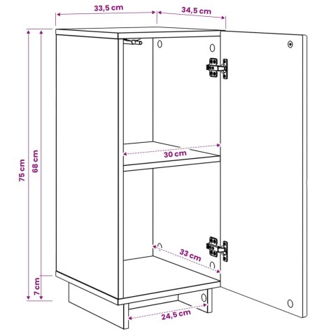 VidaXL Komoda Dąb artisan 33,5 x 34,5 x 75 cm Drewno inżynieryjne