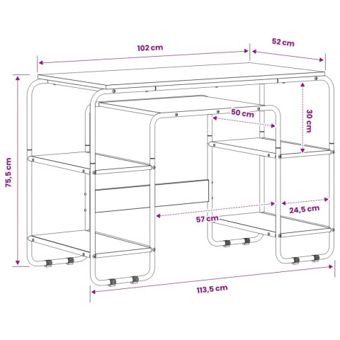 VidaXL Biurko z przechowalnią Stare drewno 113.5 x 52 x 75.5 cm