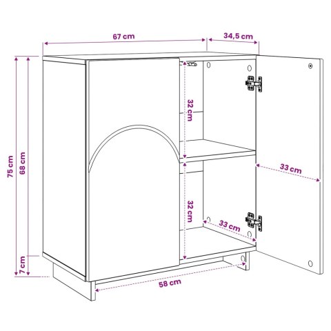 VidaXL Komoda Biały 67 x 34,5 x 75 cm Materiał drewnopochodny