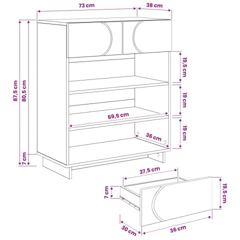 SZAFKA NA BUTY 73 X 38 X 87,5 CM MATERIAŁ DREWNOPOCHODNY CZARNY