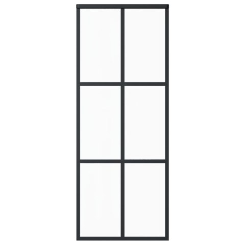 DRZWI PRZESUWNE SZKŁO ESG I ALUMINIUM 76X205CM CZARNE