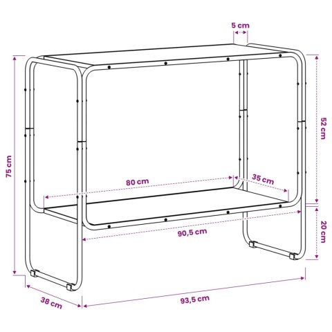 VidaXL Komoda Dąb wędzony 93,5 x 38 x 75 cm Drewno konstrukcyjne
