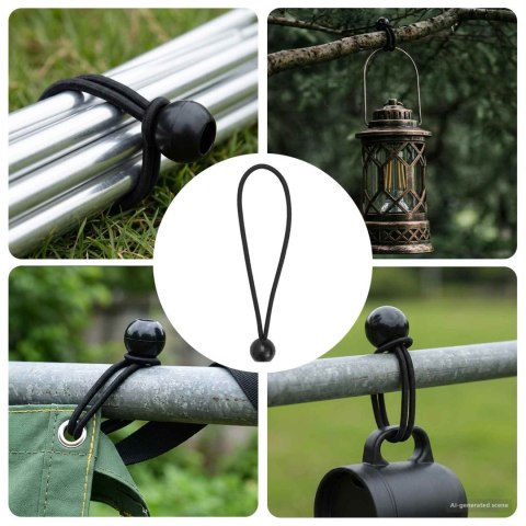LINY BUNGEE Z KULAMI 24 SZT. CZARNY 4 MM X 22 CM POLIPROPYLEN
