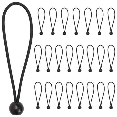 LINY BUNGEE Z KULAMI 24 SZT. CZARNY 4 MM X 22 CM POLIPROPYLEN