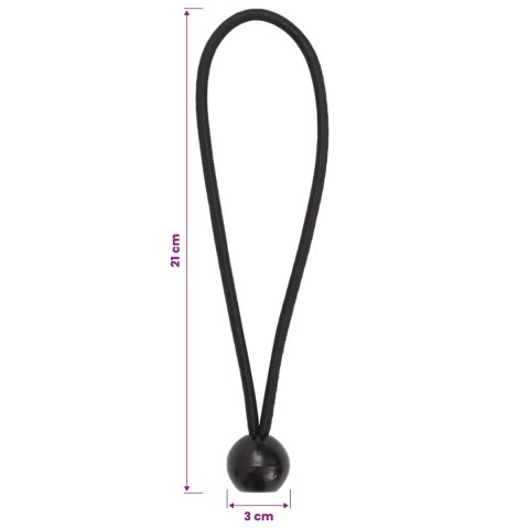 LINY BUNGEE Z KULAMI 24 SZT. CZARNY 4 MM X 22 CM POLIPROPYLEN