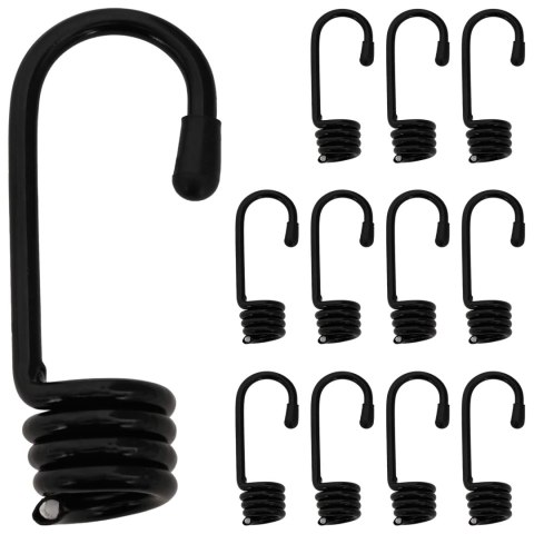 HACZYKI 12 SZT. CZARNY 10 MM X 5 CM STAL