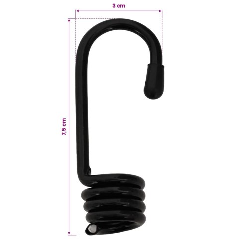 HACZYKI 24 SZT. CZARNY 10 MM X 5 CM STAL