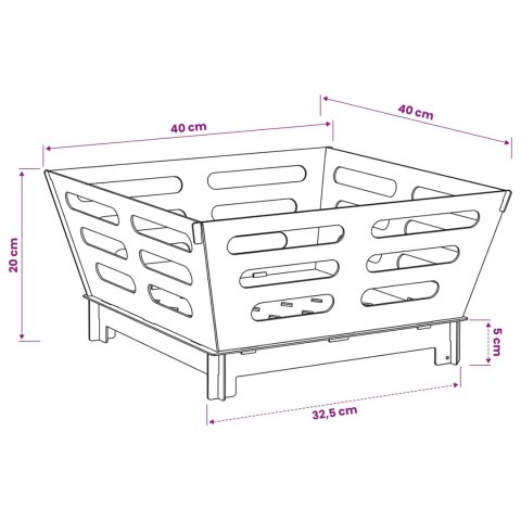 VidaXL Kominek Czarny 40 x 40 x 20 cm Stal