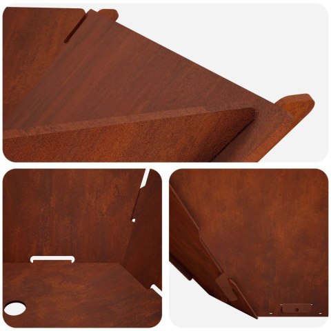 VidaXL Kominek Rdzawy 58,5 x 51,5 x 19,5 cm Stal kortenowska