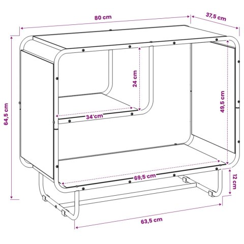 KOMODA CZARNY DĄB 80 X 37,5 X 64,5 CM MATERIAŁ DREWNOPOCHODNY