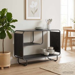 KOMODA CZARNY DĄB 93.5 X 37.5 X 64.5 CM MATERIAŁ DREWNOPOCHODNY