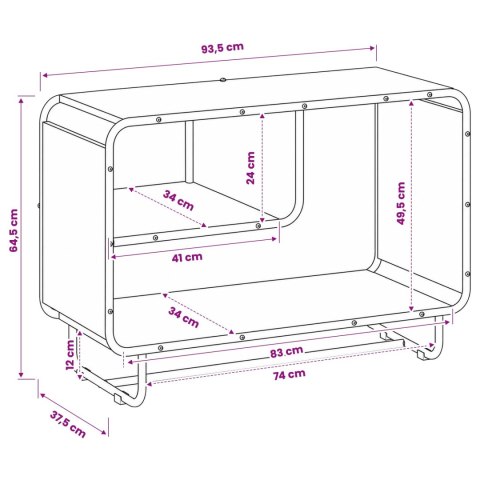 KOMODA CZARNY DĄB 93.5 X 37.5 X 64.5 CM MATERIAŁ DREWNOPOCHODNY