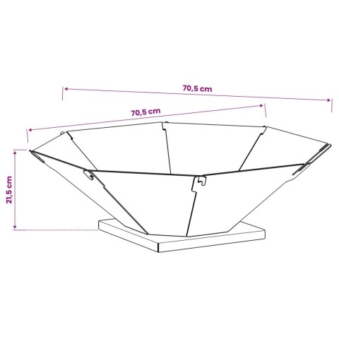 KOMINEK RDZAWY 70,5 X 70,5 X 21,5 CM STAL KORTENOWSKA