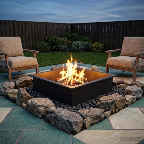VidaXL Pierścień do ogniska Czarny 90 x 90 x 25 cm Stal
