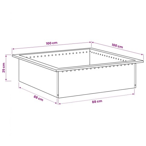 VidaXL Pierścień do ogniska Rdzawy 100 x 100 x 25 cm Stal kortenowska