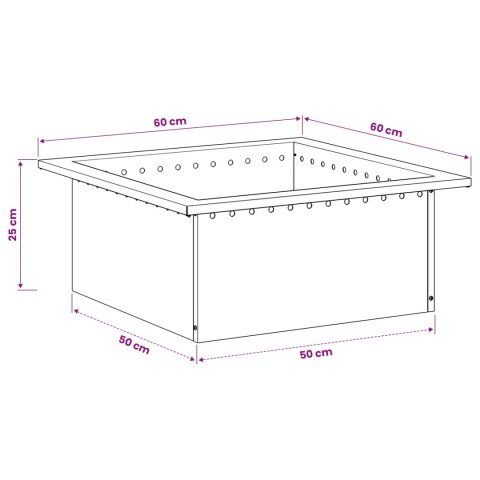 VidaXL Pierścień do ogniska Rdzawy 60 x 60 x 25 cm Stal kortenowska