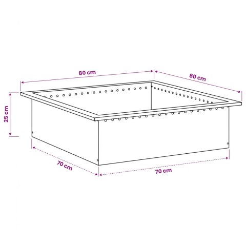 VidaXL Pierścień do ogniska Rdzawy 80 x 80 x 25 cm Stal kortenowska