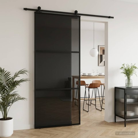 DRZWI PRZESUWNE 90 X 205 CM SZKŁO HARTOWANE I ALUMINIUM