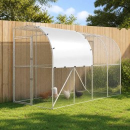 VidaXL Kurnik przy ścianie srebrny 400 x 100 x 215 cm Stal ocynkowana