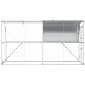 VidaXL Kurnik przy ścianie srebrny 400 x 100 x 215 cm Stal ocynkowana