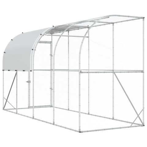 VidaXL Kurnik przy ścianie srebrny 400 x 100 x 215 cm Stal ocynkowana