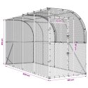 VidaXL Kurnik przy ścianie srebrny 400 x 100 x 215 cm Stal ocynkowana