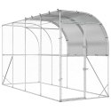 VidaXL Kurnik przy ścianie srebrny 400 x 150 x 215 cm Stal ocynkowana