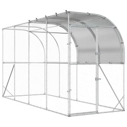 VidaXL Kurnik przy ścianie srebrny 400 x 150 x 215 cm Stal ocynkowana