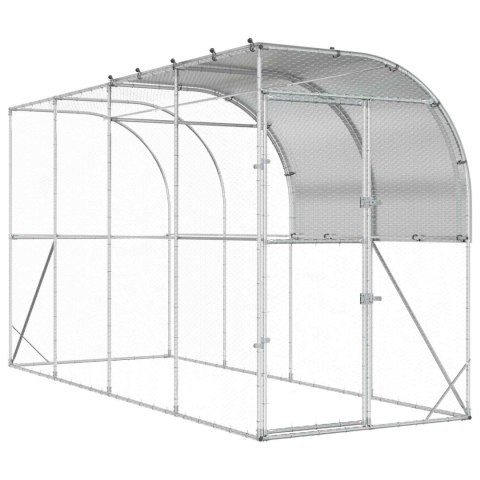 VidaXL Kurnik przy ścianie srebrny 400 x 150 x 215 cm Stal ocynkowana