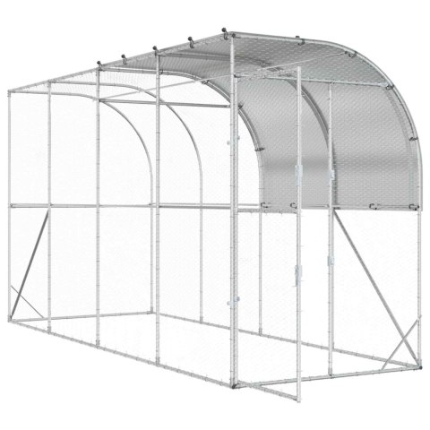 VidaXL Kurnik przy ścianie srebrny 400 x 150 x 215 cm Stal ocynkowana